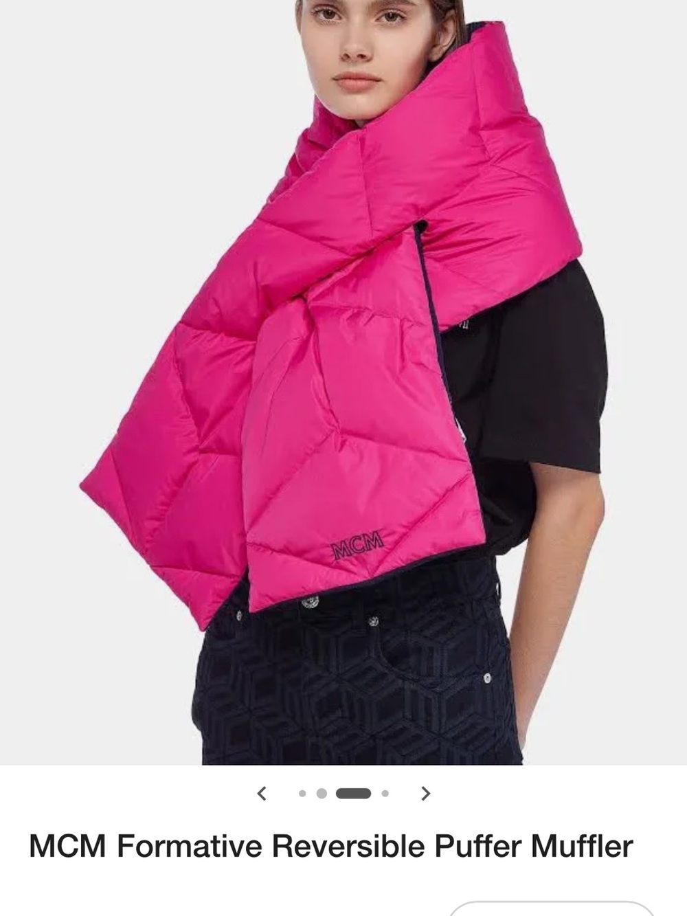 MCM Reversible Puffer Scarf in Bright Pink - Picture 3 of 6